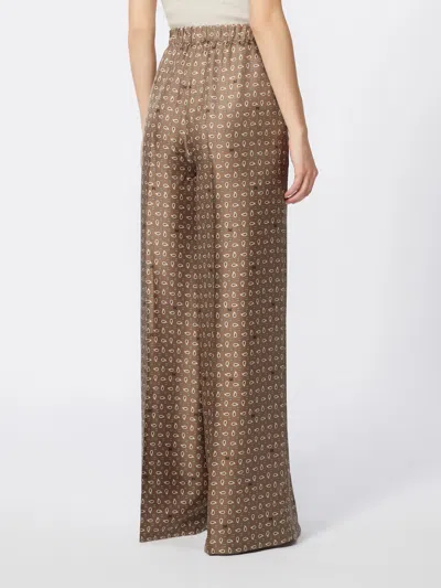 Max Mara Vischio Printed Silk Satin Wide-leg Pants In Brown
