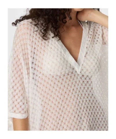 Missoni Raschel-knit V-neck Short-sleeve Kaftan In White