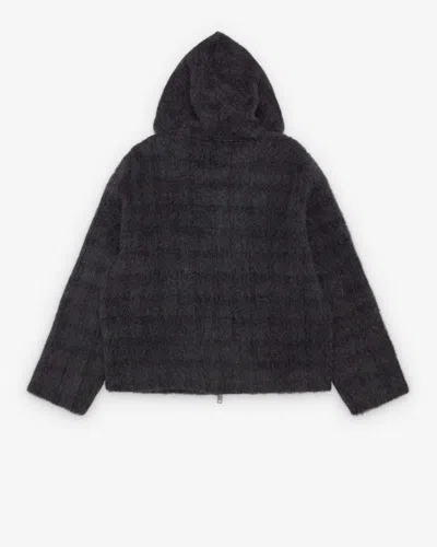 Our Legacy Checked Brushed Wool-blend Zip-up Hoodie In Black