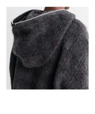 Our Legacy Checked Brushed Wool-blend Zip-up Hoodie In Black