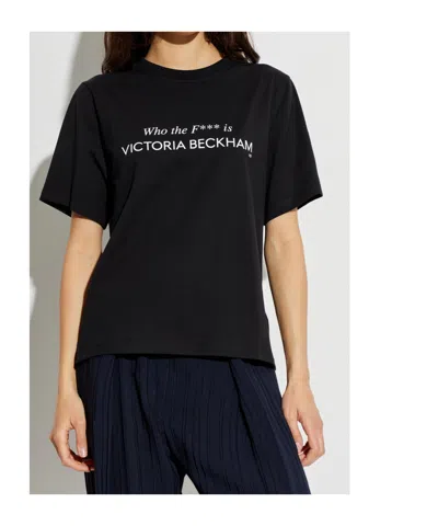 Victoria Beckham Printed Cotton Jersey T-shirt In Black