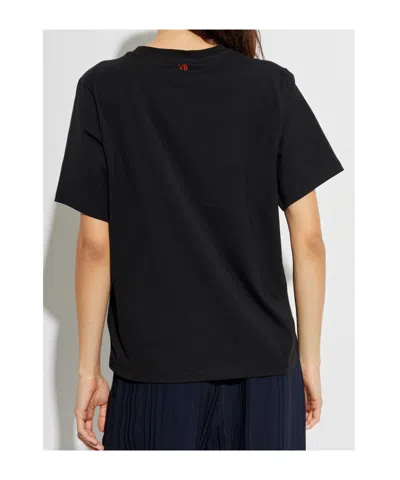 Victoria Beckham Printed Cotton Jersey T-shirt In Black