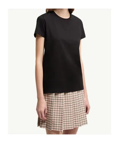Moncler Cotton Ribbed Crewneck Short-sleeve T-shirt In Black