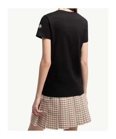 Moncler Cotton Ribbed Crewneck Short-sleeve T-shirt In Black