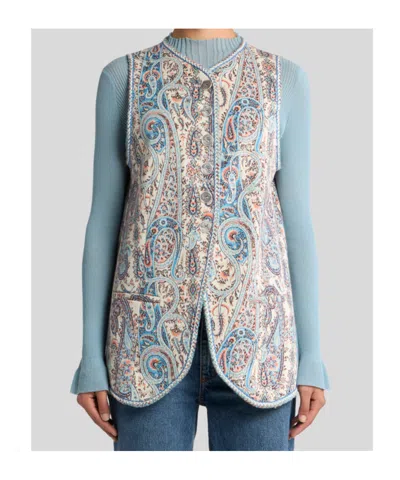 Etro Floral Paisley-motif Jacquard Waistcoat In Neutral