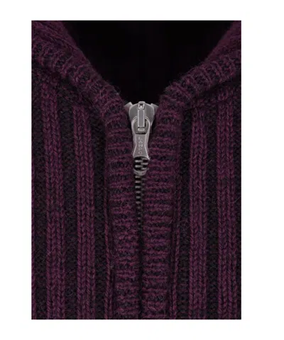 Our Legacy Long-sleeved Zip-up Cardigan In Purple