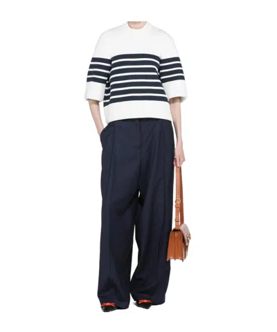 N°21 Striped-pattern Sweater In Black