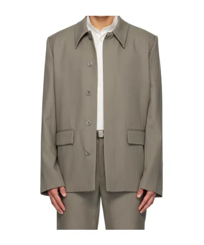 Rier Wool Collar Casual Jacket In Gray