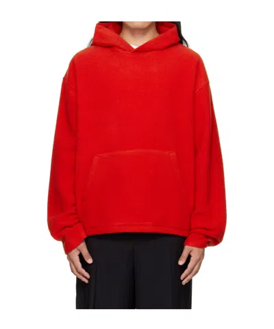 Rier Wool Fleece Hooded Sweatshirt In Red