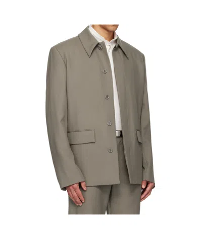 Rier Wool Collar Casual Jacket In Gray