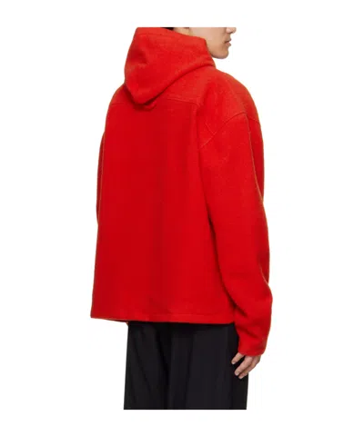 Rier Wool Fleece Hooded Sweatshirt In Red