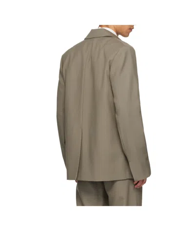 Rier Wool Collar Casual Jacket In Gray