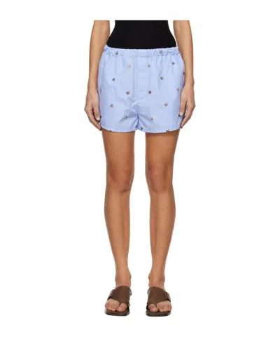 Rier Blue Floral Shorts In Ciel Flowers Popelin