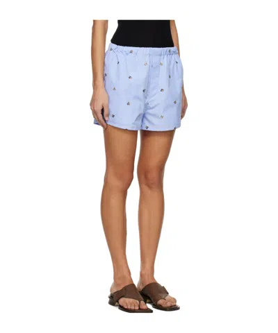 Rier Blue Floral Shorts In Ciel Flowers Popelin