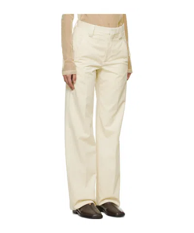 Rier Off-white Creased Trousers In Latte Corduroy