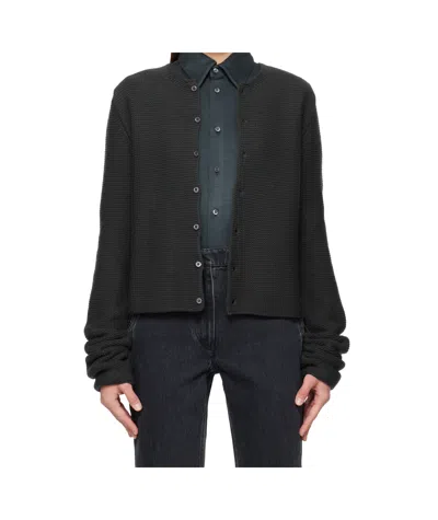 Rier Tyrolean Knitted Wool Cardigan In Black