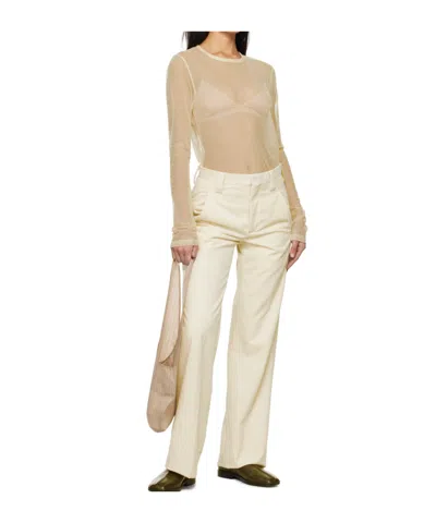 Rier Off-white Creased Trousers In Latte Corduroy