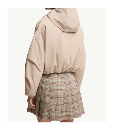 Moncler Women Eucalyptus Hooded Short Jacket Beige In Neutral