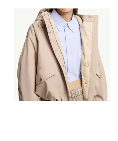 Moncler Women Eucalyptus Hooded Short Jacket Beige In Neutral