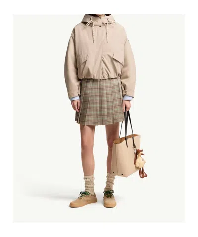 Moncler Women Eucalyptus Hooded Short Jacket Beige In Neutral