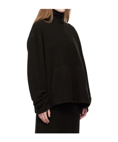 Rier Wool Fleece Hooded Sweatshirt In Black