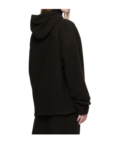 Rier Wool Fleece Hooded Sweatshirt In Black
