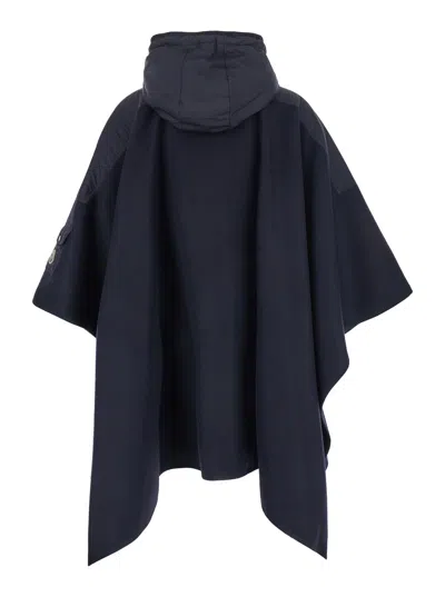 Moncler Front-pocket Hooded Cape In Blue