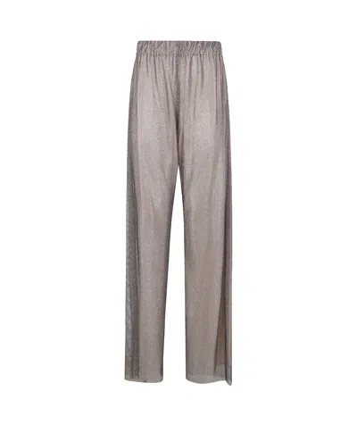 Alberta Ferretti Wide Leg Crystals Net Trousers Clothing In Gray