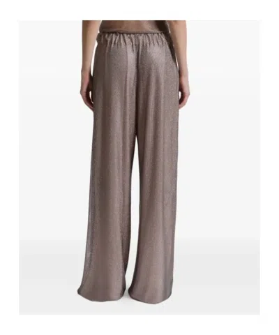 Alberta Ferretti Wide Leg Crystals Net Trousers Clothing In Gray