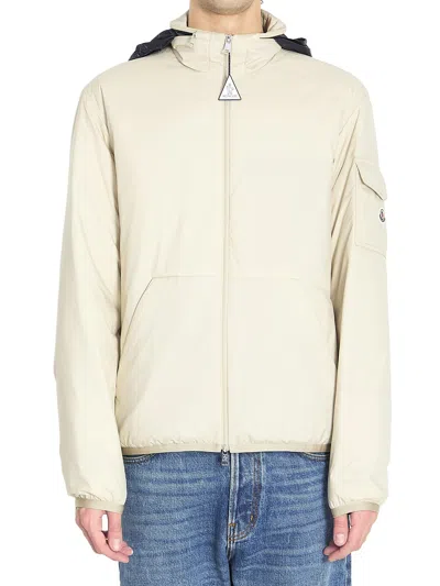 Moncler Beige Logo Patch Jacket In White