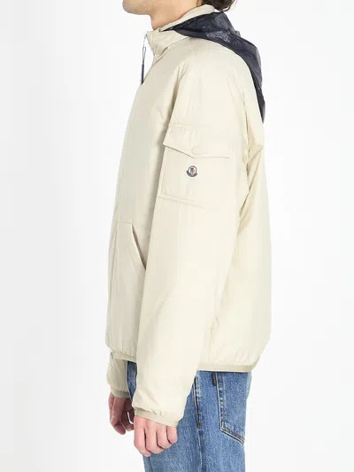 Moncler Beige Logo Patch Jacket In White