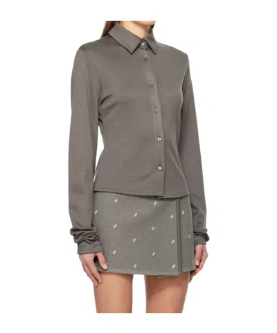 Rier Polar Wool Shirt In Brown