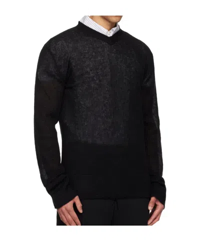 Rier Ribbed Knit V-neck Sweater In Black