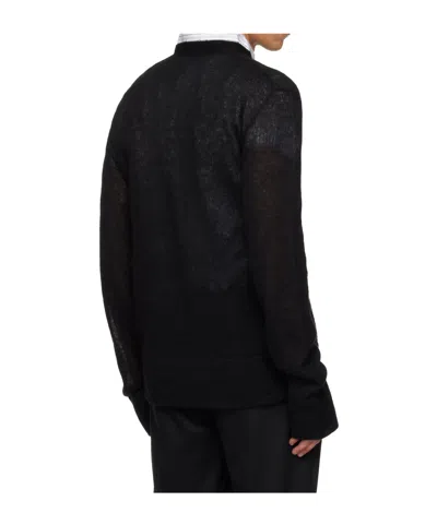 Rier Ribbed Knit V-neck Sweater In Black