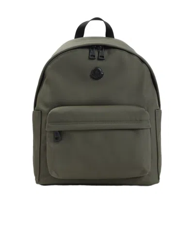 Moncler Pierrick Backpack Front Pocket Adjustable Straps Handle In Green