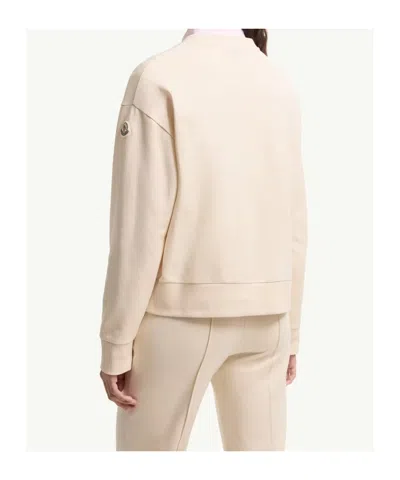 Moncler Crew Neck Sweatshirt Long Sleeves Ribbed Trims In Multi