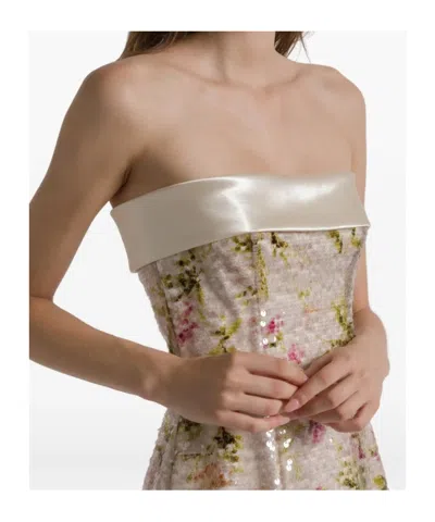 Alberta Ferretti Printed Sequin-embellished Strapless Mini Dress In Multi