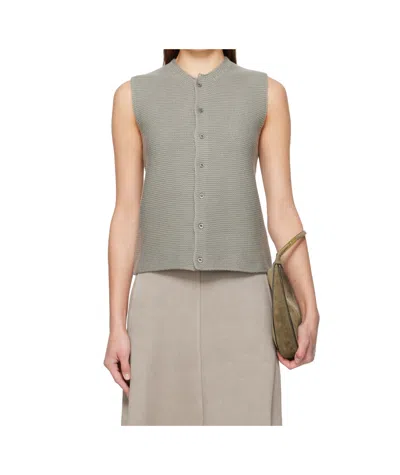 Rier Tyrolean Gilet Wool Sleeveless Cardigan In Gray