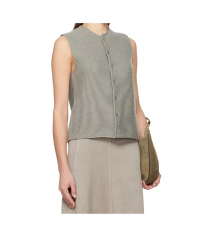 Rier Tyrolean Gilet Wool Sleeveless Cardigan In Gray