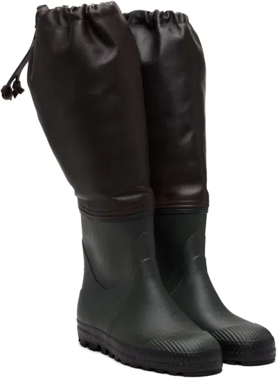 Rier Ssense Exclusive Brown Farmer Rain Boots In Black