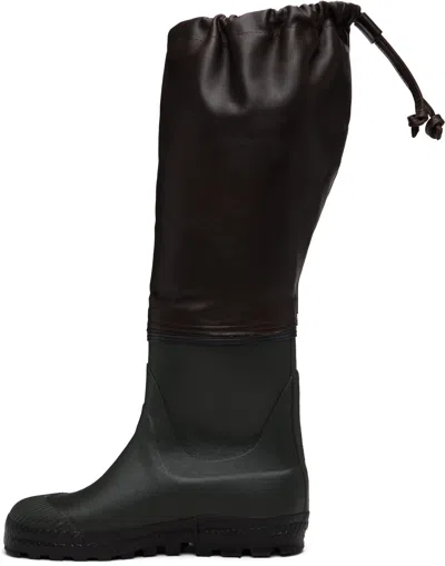 Rier Ssense Exclusive Brown Farmer Rain Boots In Black