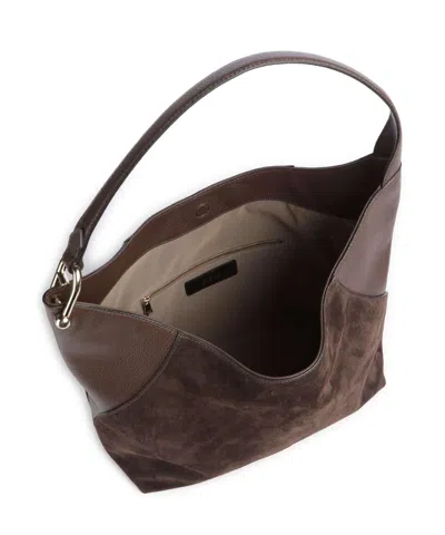 Furla Logo Lettering Large Hobo Shoulder Bag In Brown