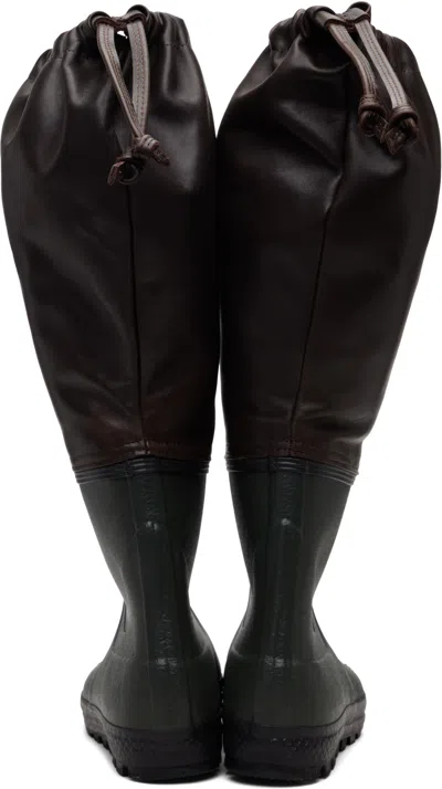 Rier Ssense Exclusive Brown Farmer Rain Boots In Black