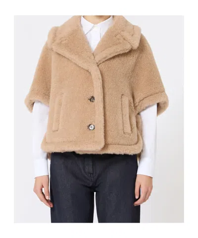 Max Mara Alpaca And Cashmere Blend Teddy Bear Shawl In Nude