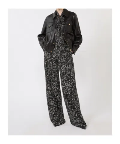 Max Mara Etere Silk Blouse High Neck Ruffles In Black