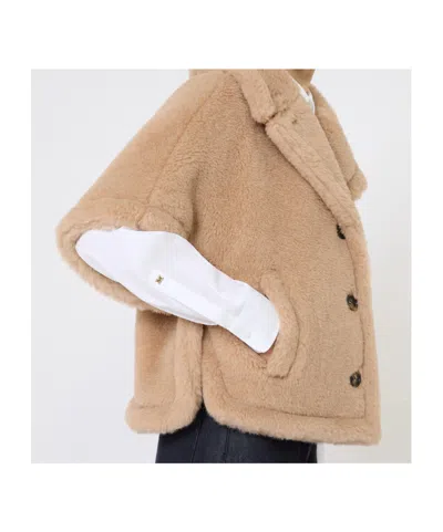 Max Mara Alpaca And Cashmere Blend Teddy Bear Shawl In Nude