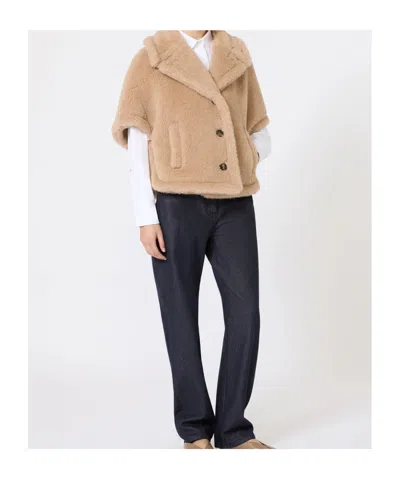 Max Mara Alpaca And Cashmere Blend Teddy Bear Shawl In Nude