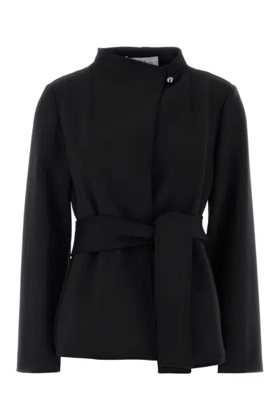 Max Mara Stretch Nylon Talamo Blazer Belted Waist In Black