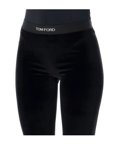 Tom Ford Velour Leggings Trousers Stretch Waistband Slim In Black