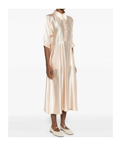 Alberta Ferretti Satin Midi Dress In Neutral